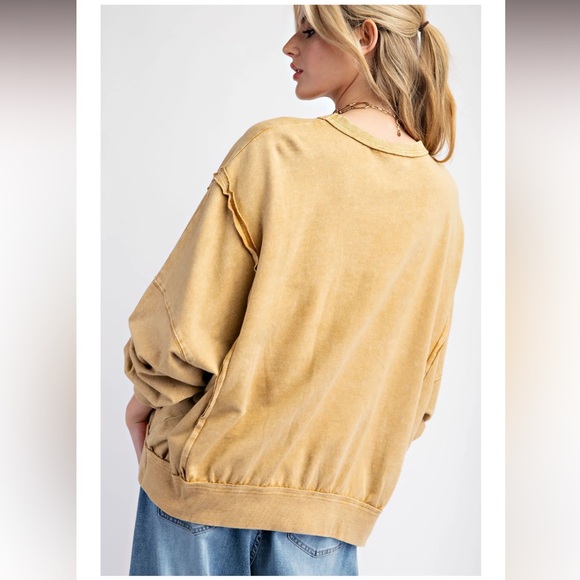 34. Flower Patch Terry Knit Top in Camel - Picture 4 of 4